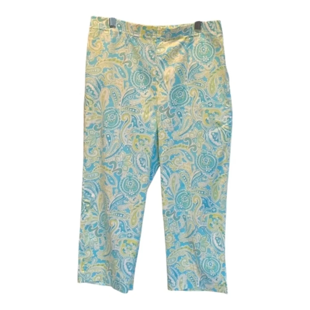 Tradition Paisley Capris in Turquoise, Lime & Cream - Picture 1 of 6